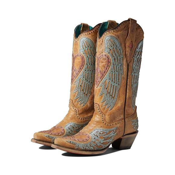 Corral Womens A4235 Western Mid Calf High Boots US 9 M Sand Brown Cowhide GUC - Picture 1 of 14